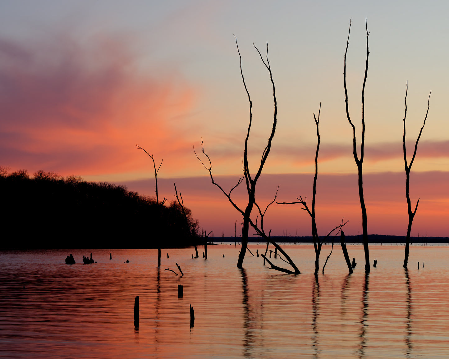 Hillsdale Lake Sunset With Shoreline
