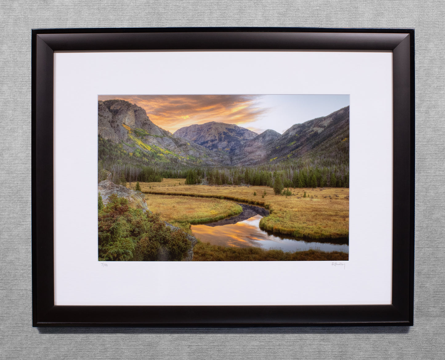 East Inlet Meadow - 12x18 matted Lustre print in a custom built 18x24 black wood frame.